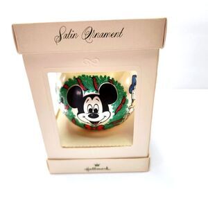 Vintage 1977 Hallmark Unbreakable Satin Christmas Ornament Disney's Mickey